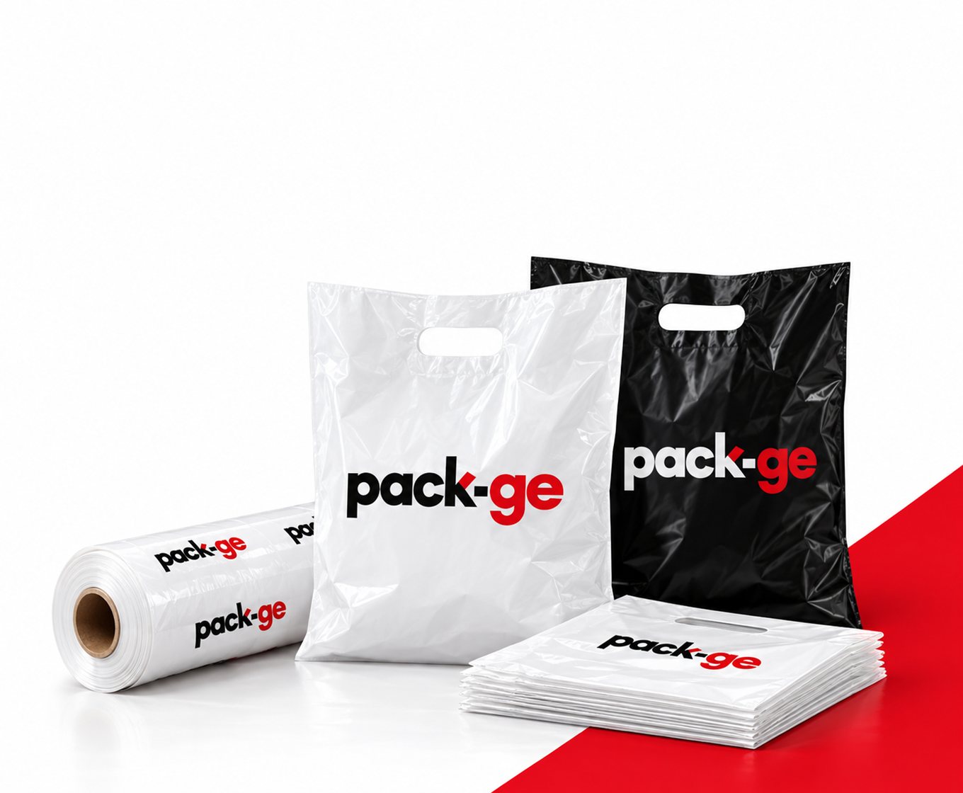 Pack-ge: ამოჭრილი სახელურით პარკები ლოგოთი