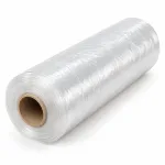 Clear packing bags on a roll with a cardboard core