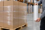 Hand-wrapping a pallet with stretch film from the roll